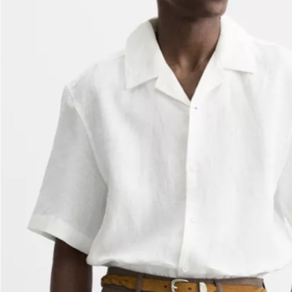 Zara XL SHORT SLEEVE LINEN SHIRT